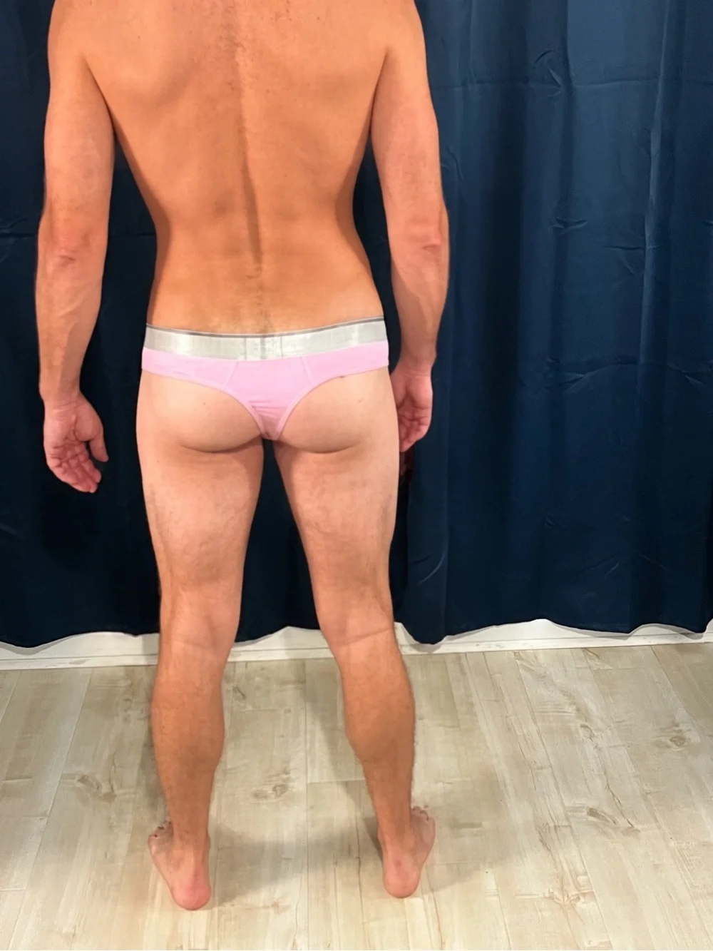 Jockmail Men's Pink Low-Rise Thong  with Silver Logo Waistband XL